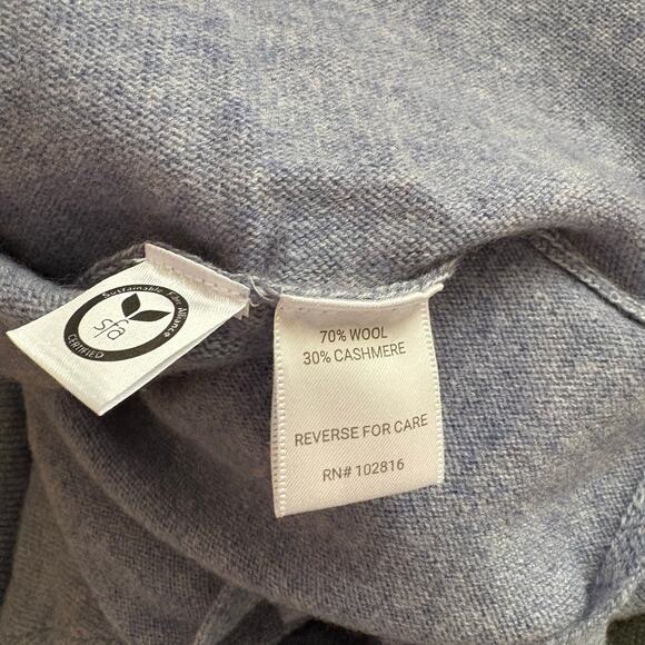 Garnet Hill Wool Cashmere Oversized Turtleneck Sweater Thistle Blue Heather M - Picture 3 of 6